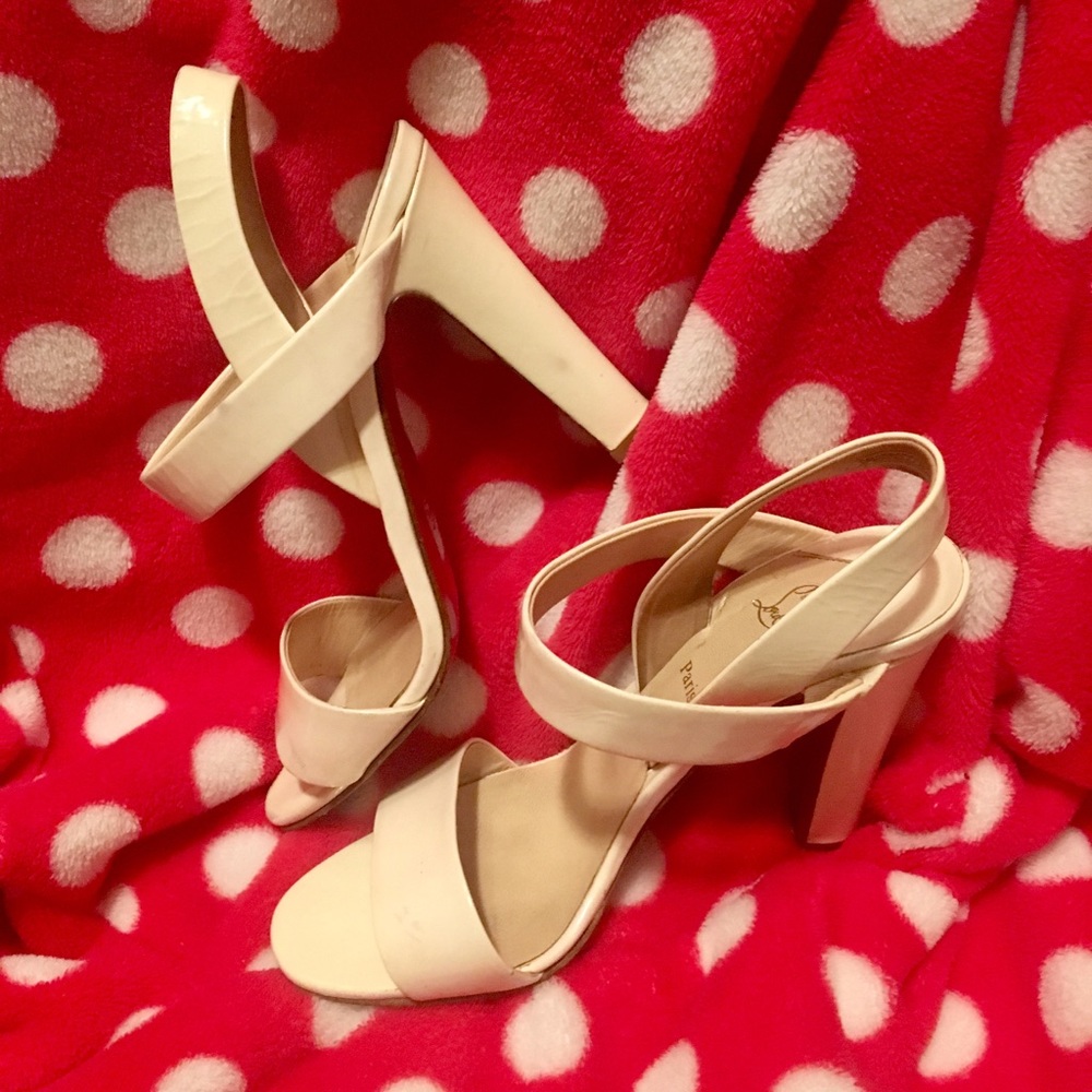 Christian Louboutin Strappy White Heels Size 7.5